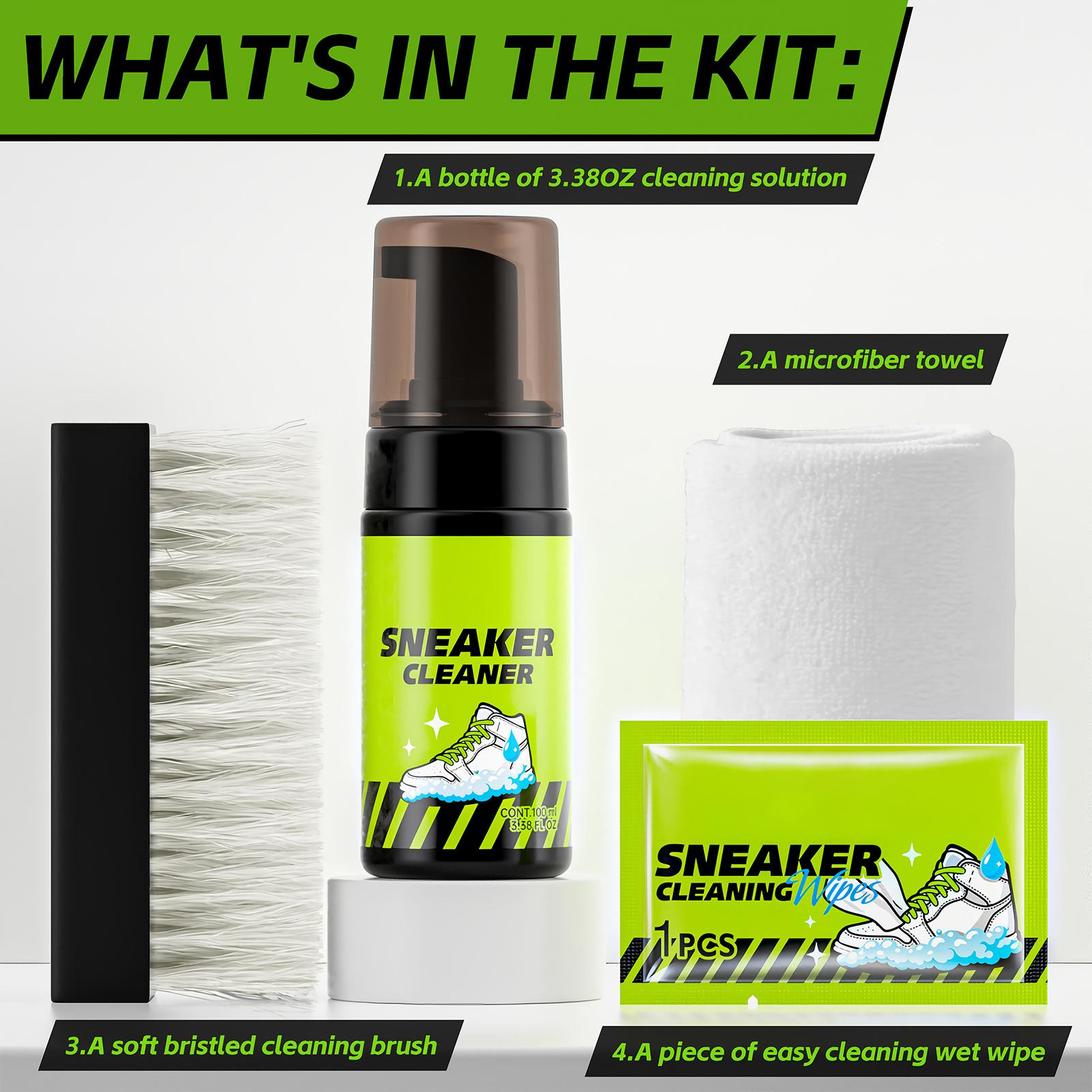 Sneaker Care For Canvas Fabrics - スニーカークリーナー 4個入り 100ml フォーム ノーウォッシュケアリムーバー ホワイトシューズ磨き