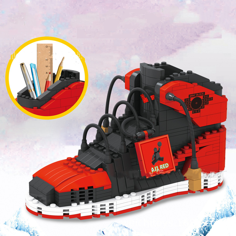 Sneaker Care Pena - スポーツバスケットボールシューズビルディングブロックスニーカーモデルペンコンテナ DIY ミニレンガ筆箱のおもちゃ子供男の子文房具