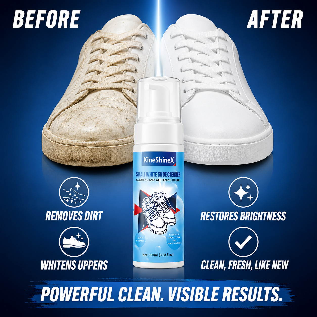 Sneaker Care - ギヘン靴クリーナーキット、水を使わない泡状靴クリーナー、靴ブラシと靴拭きクロス付き、スニーカーケア、靴のお手入れに最適