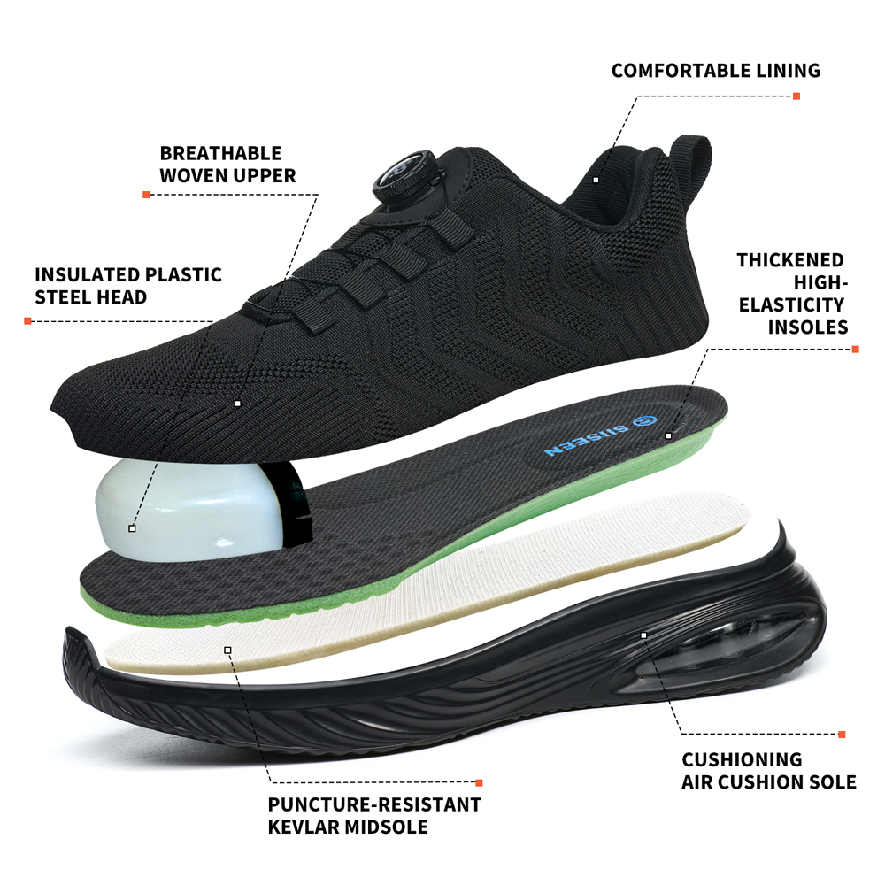回転ボタン安全靴男性エアクッションワークスニーカー鋼つま先靴 - Sneaker Care のレビューと価格